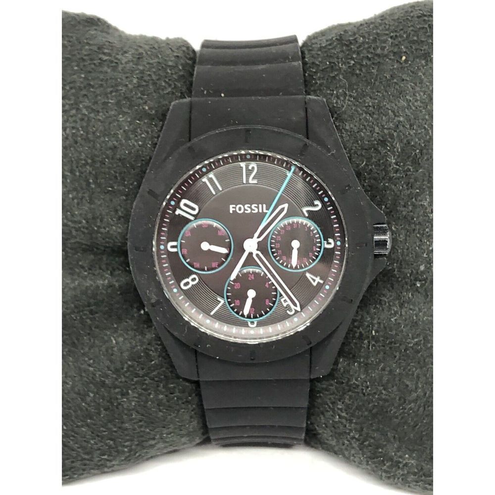 Fossil ES4063 Men's Black Silicone Analog Black Dial Quartz Genuine Watch DV66